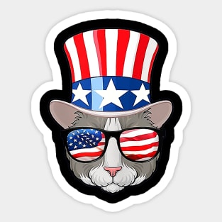 Cat Ameowica American Flag 4th Of July Sticker